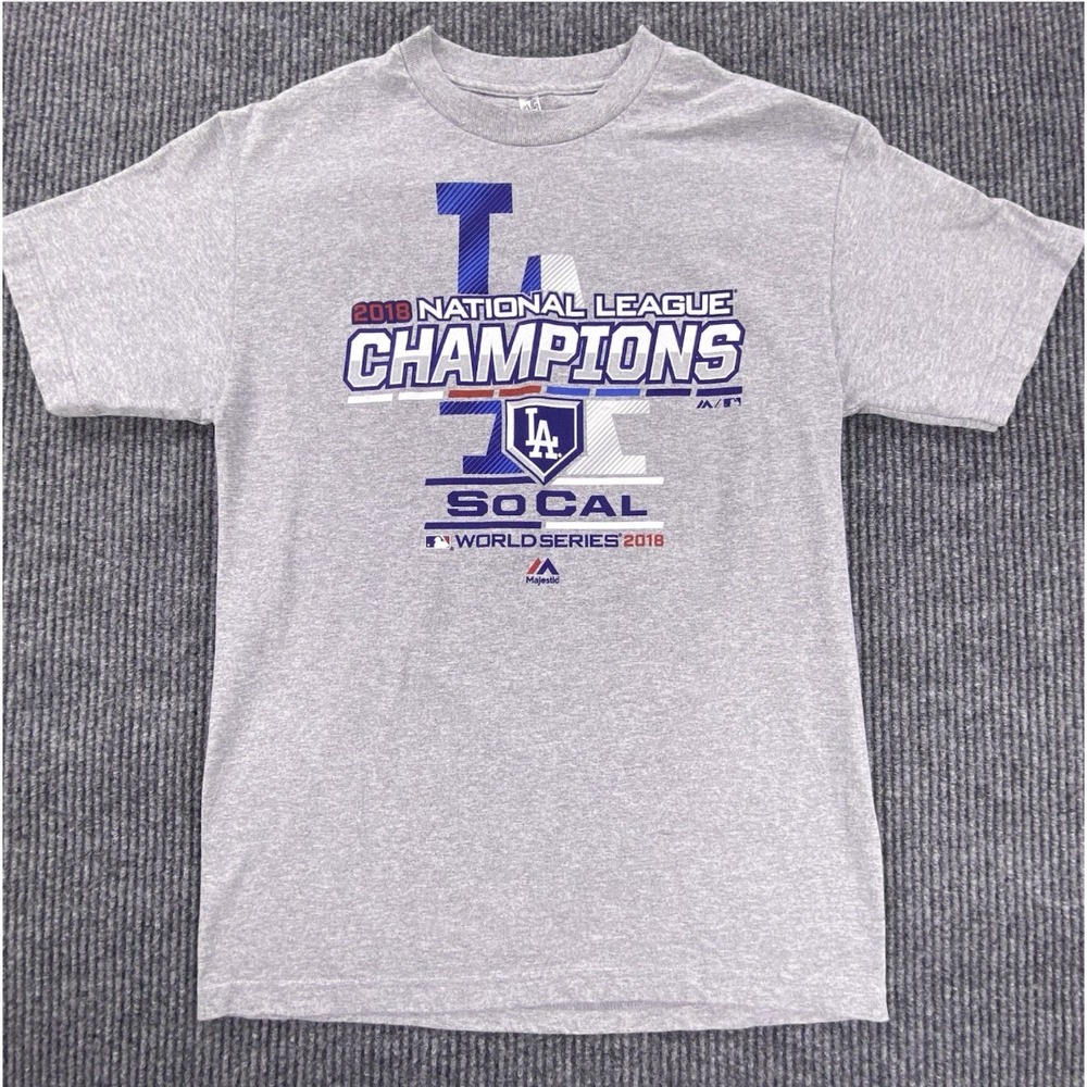 Majestic Dodgers 2018 NL Champions T-Shirt Mens M Gray World Series MLB Gorpcore
